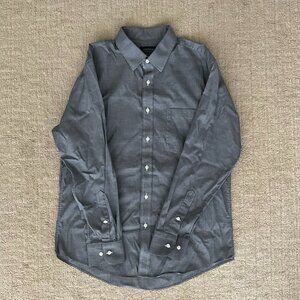 Nordstrom Trim Fit Non-Iron Dress Shirt in Black/Gray, Size 16 - 32/33